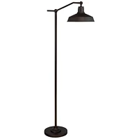 360 Lighting Kayne Rustic Farmhouse Floor Lamp Standing 61" Tall Satin Bronze Metal Downbridge Shade for Living Room Reading Bedroom Office House Home