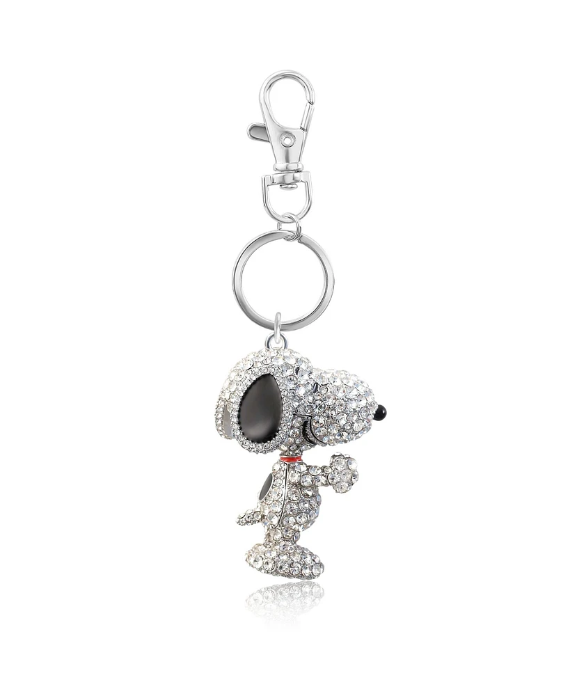 Peanuts Snoopy Crystal Bling 3D Keychain - Sparkling Snoopy Charm for Bags & Keys