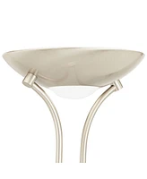 360 Lighting Canby Modern Torchiere Floor Lamp Standing with Side Light Led 72" Tall Brushed Nickel Silver Metal White Acrylic Diffuser for Living Roo