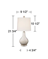 360 Lighting Ledger Modern Accent Table Lamps 21.75" High Set of 2 with Usb Charging Port and Table Top Dimmers Mercury Glass Off White Drum Shade Liv
