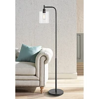 360 Lighting Karis Modern Downbridge Floor Lamp 62 1/2" Tall Matte Black Metal Clear Glass Shade for Living Room Reading Bedroom Bedside Office Family