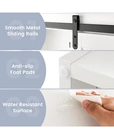 Costway Over the Toilet Bathroom Storage Cabinet with Sliding Barn Door & Shelves