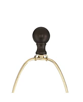 Barnes and Ivy Henson Rustic Industrial Farmhouse Standing Floor Lamp with Night Light Glass 63" Tall Bronze Earthy Fabric Drum Shade Decor for Living