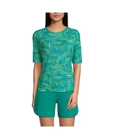 Lands' End Women's Crew Neck Rash Guard Upf 50 Swim Tee