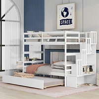 Streamdale Furniture Bunk Beds Twin Over Twin Stairway Storage Function