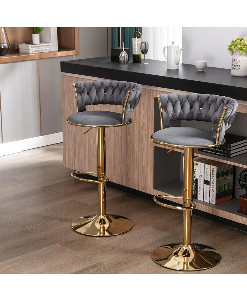 Simplie Fun Chrome Base Swivel Bar Stools Set