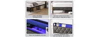 Upholstered King Bed with Storage, Charging Station, and Led Lights