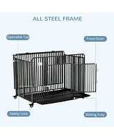 Streamdale Furniture Indestructible, Foldable, Rolling Dog Crate for Large Pets