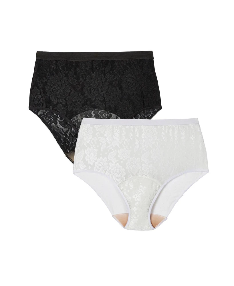 Comfort Choice Women's Lace Incontinence Brief 2-Pack