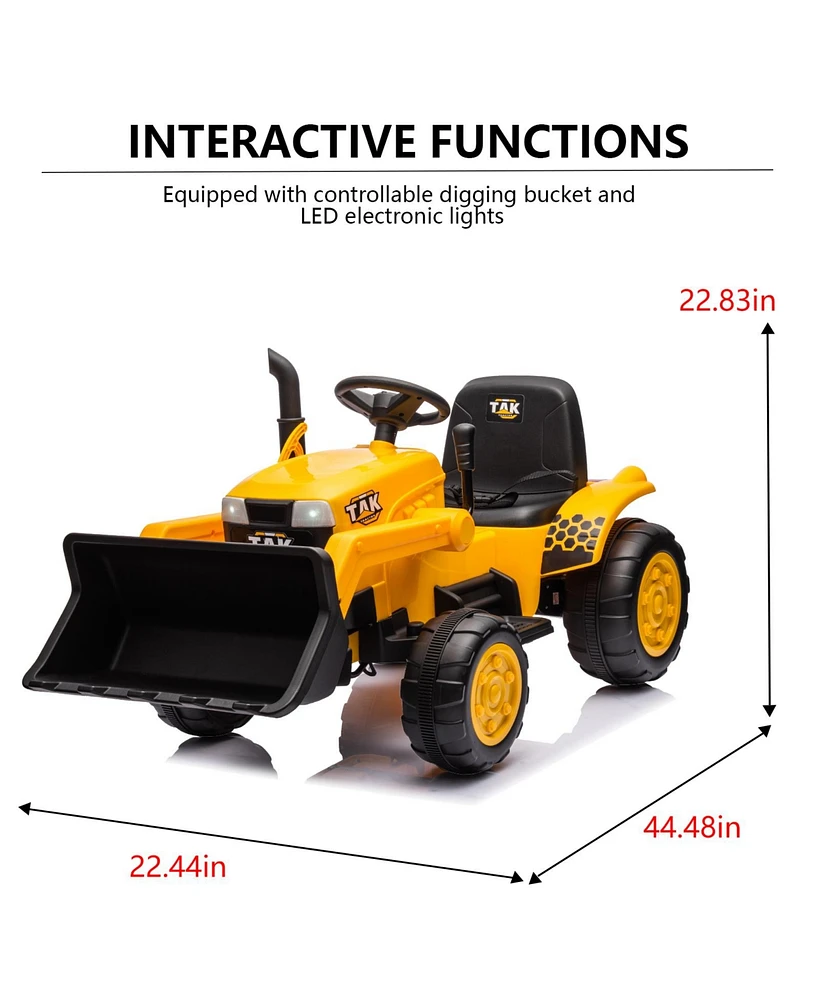 Streamdale Furniture 12V Ride-On Tractor with Front Loader and Remote Control