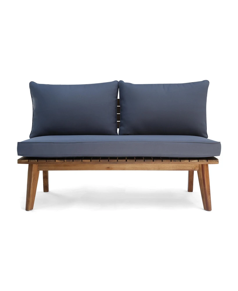 Simplie Fun Mid-Century Modern Outdoor Loveseat with Weather-Resistant Cushions