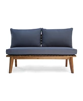 Simplie Fun Mid-Century Modern Outdoor Loveseat with Weather-Resistant Cushions