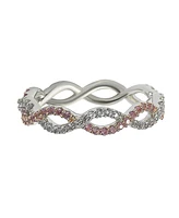 Suzy Levian New York Pink Sapphire & Lab-Grown White Infinity Twisted Eternity Band Ring Sterling Silver by