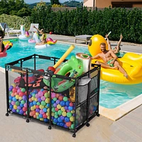 Yescom 48"x30"x34" Mesh Pool Storage Bin Rolling Cart Swim Toys Organizer Black