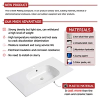 30" Wall Mounting Bathroom Vanity With Gel Sink