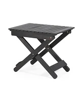 Outdoor Folding Wooden Side Table, Dark Gray, 15"D x 22.75"W x 18.25"H