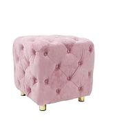 Streamdale Furniture Pink Modern Velvet Upholstered Ottoman, Exquisite Small End Table, Soft Foot Stool