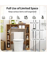 Costway Over The Toilet Storage Cabinet Double Door Bathroom Organizer