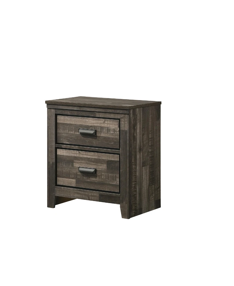 Simplie Fun Contemporary Nightstand in Brown Mix Finish with 2 Drawers