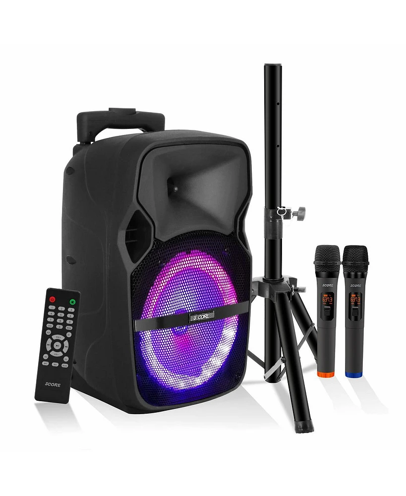 5 Core Party Speaker Portable Pa System 2 Wireless Mic Bluetooth Loud Big Powered Dj Karaoke Machine