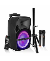 5 Core Party Speaker Portable Pa System 2 Wireless Mic Bluetooth Loud Big Powered Dj Karaoke Machine