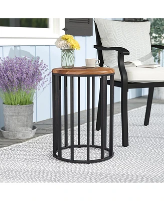 Simplie Fun Modern Farmhouse Outdoor Side Table with Rustic Charm