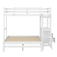Twin Over Full Bunk Bed With Built-In Desk And Three Drawers
