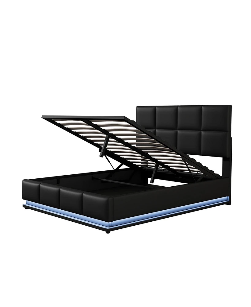 Simplie Fun Tufted Platform Bed with Storage, Led Lights & Usb