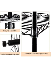 Sugift 4-Tier Steel Kitchen Storage Shelf Storage Pantry Organizer in Black