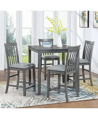 Streamdale Furniture Elegant 5-Piece Solid Wood Counter Height Dining Table Set