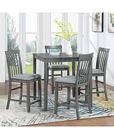 Simplie Fun Elegant 5-Piece Solid Wood Counter Height Dining Table Set