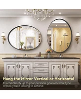 Homlux Oval Wall Mounted Mirror 24"x36" in Black