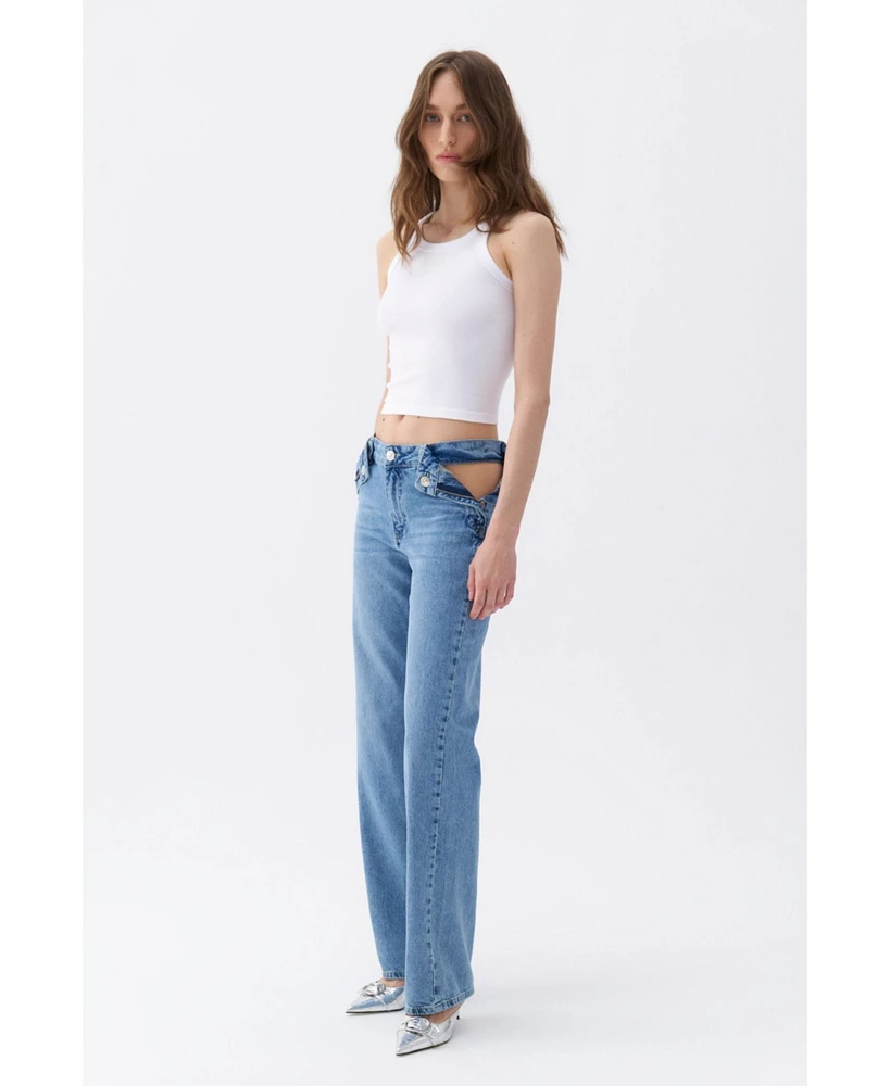 Nocturne Women's Cut-Out Detailed High Waist Jeans