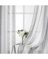 Caromio Yarn-Dyed Vertical Stripe Grommet Voile Sheer Window Curtain Panels, 52" x 54"