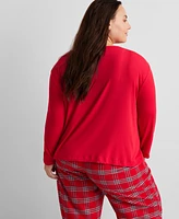 State of Day Women's Long-Sleeve Ribbed Henley Sleep Top Xs-3X, Created for Macy's