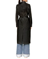 Avec Les Filles Women's Double-Breasted Belted Faux-Leather Coat