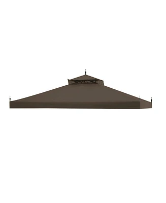 Yescom 11.7'x9.8' Canopy Top Replacement Coffee Liqueur for 2-Tier Sunjoy L-GZ288PST-4D Gazebo Cover