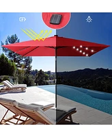 Yescom 10x10 Ft Led Light Patio Umbrella Solar Power 8-Rib Tilt Aluminum for Outdoor Yard Table Poolside, Usb Port Black