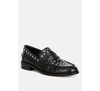 Rag & Co Oglavia studs embellished leather loafers