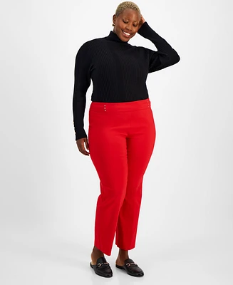 Jm Collection Plus & Petite Tummy Control Pull-On Slim-Leg Pants, Exclusively at Macy's