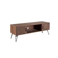 Industrial Style Reclaimed Wood Media Tv Stand With Storage Cabinet For Living Media Room