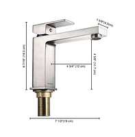 Yescom 1 Hole Bathroom Sink Faucet Square Single Handle Cold & Hot Water Tap Nickel