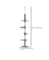 Streamdale Furniture 9' Adjustable Height Floor-To-Ceiling Vertical Cat Tree - Grey and White