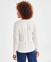 Style & Co Petite Falling Bloom Embroidered Top, Created for Macy's