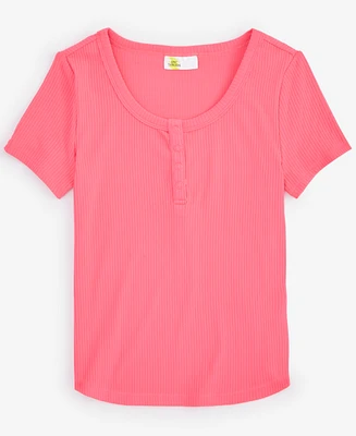 Epic Threads Girls Short-Sleeve Ribbed Henley Top, Created for Macy's