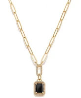 Citrine (2-1/5 ct. t.w.) & White Topaz (5/8 Framed Paperclip Link 18" Pendant Necklace 14k Gold