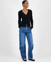 On 34th Women's V-Neck Ribbed Cardigan, Created for Macy's