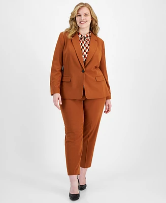 Tahari Asl Plus Notched Collar One-Button Blazer