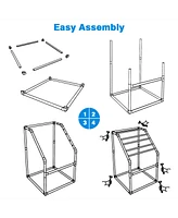 Yescom Free Standing Pool Side Pvc Towel Rack Holder Heavy Duty 7 Bar for Outdoor Floats Dryer Clothes Drying Laundry Storage Organizer