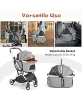 Inolait Foldable Dog Cat Stroller with Removable Waterproof Cover